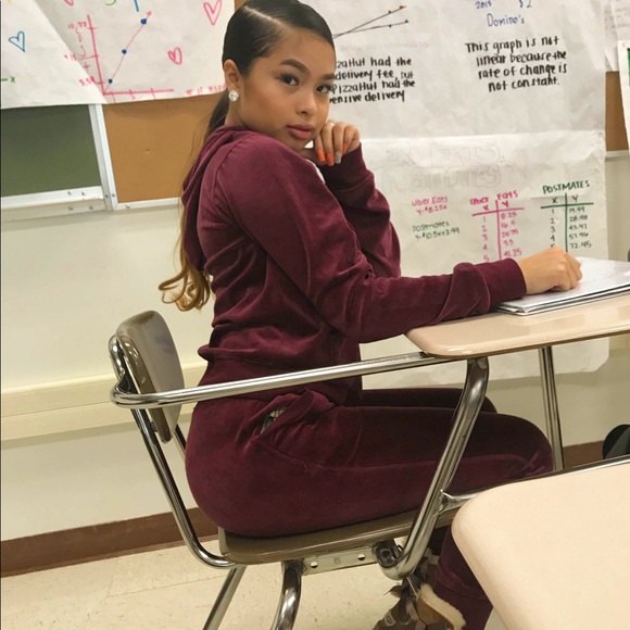 burgundy velvet sweatsuit